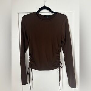 Ambiance Chocolate Long Sleeve Ruched Top Size M